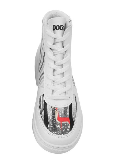 Kadın Vegan Deri Beyaz High Sneakers - You're The Colour Of My Life Tasarım Çok Renkli