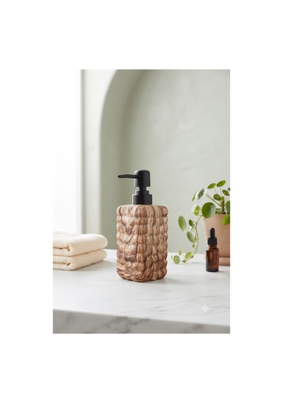 Dekoratif Seramik Bubble Sabunluk -400ml- 17x7x7 Cm Kahverengi - Mermer