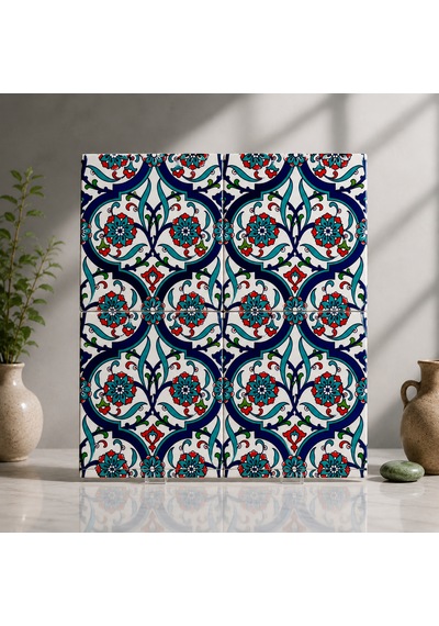 Armada Çini 20x20 Cm Ac 56 Kütahya Çinisi İznik Desenli Çini Karo