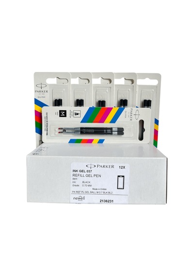 Parker Jel Kalem Refill Plastik Gövde 2'li Blister 12 Adet M Uç Siyah