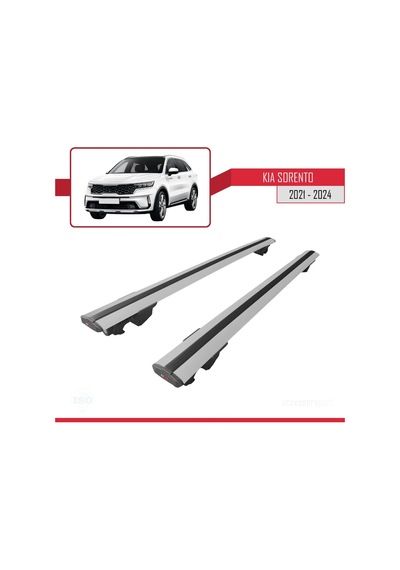 Kia Sorento Mq4 2021 Ve Sonrası İle Uyumlu Hook Model Anahtar Kilitli Ara Atkı Tavan Barı Gri