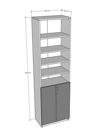 Asra Trend K-37 %100 MDF 60 cm Kapaklı Kitaplık Raflı Ofis Dosya Dolabı Retro Taş