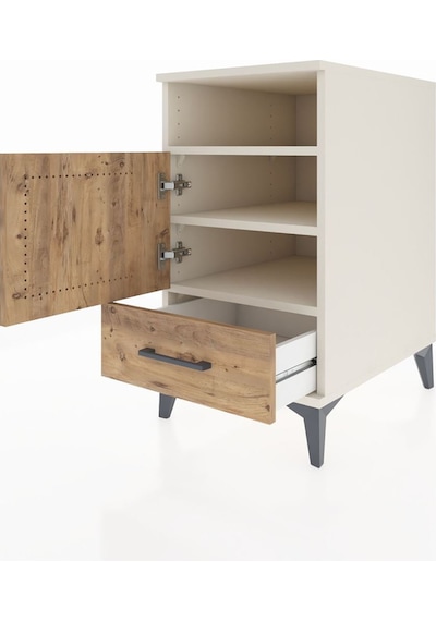 Kronos Komodin 3 Raflı Tek Çekmeceli Tek Kapaklı 44x59x80 Aytaşı-çam Aytası