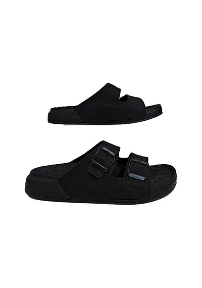 Pierre Cardin 7410 Siyah Çift Tokalı Yumuşak Taban Rahat Terlik Siyah