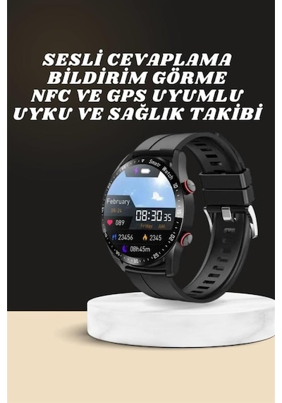 Akıllı Saat Amoled Ekran Metal Ve Deri Kordonlu Uyku Ve Sağlık Takibi Titreşimli