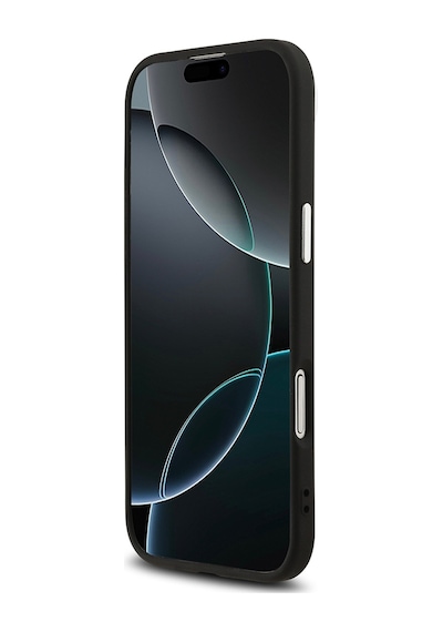 Apple Uyumlu iPhone 17 Air  Kılıf Guess Lisanslı M-safeli Metal Kamera Çerçeveli Üçgen Logolu Glitter Siyah Siyah