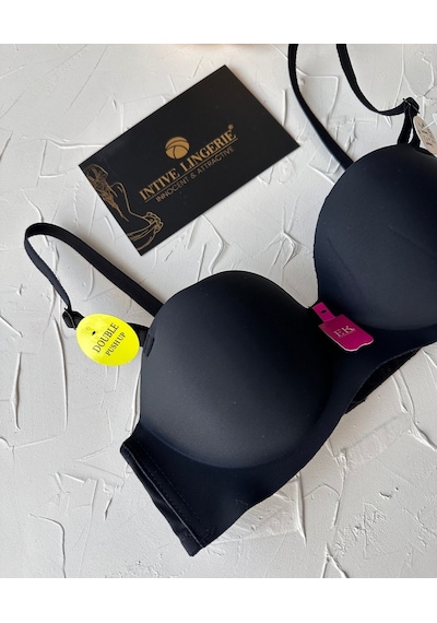 Violet Dikişsiz Lazer Kesim Double Push-up Balensiz İz Belli Etme Siyah