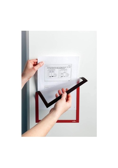 5 Adet Mıknatıslı Şömiz Manyetik Evrak Tutucu Şeffaf Magnet Şömiz Dosya 21x30cm A4 - Kırmızı Kenarlı