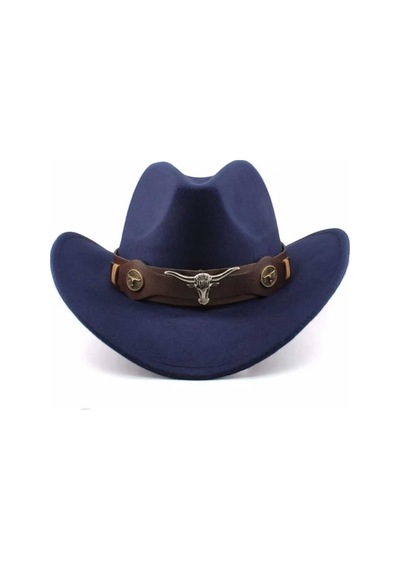 Uniquetrenders Unisex Kovboy Fötr Şapka Kovboy Şapkası Kovboy Şapka Lacivert