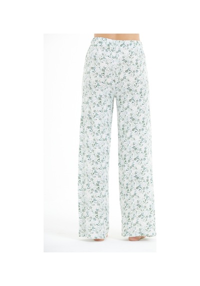 Lılac Kadın %100 Viskon Çiçek Desenli Pijama Altı Pantolon Mint Mint