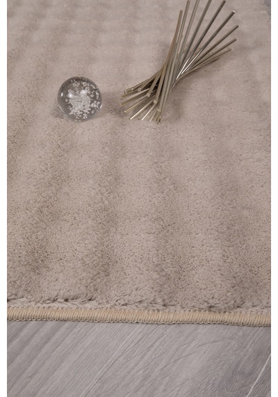 Bubble Oval Yumuşak Peluş Kaymaz Salon Oturma Odası Balkon Halısı Yolluk Bej