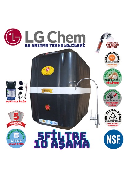 Lg Chem Cool Siyahbeyaz 8lt 5fl Pompalı 10 Aşama Su Arıtma Cihazı