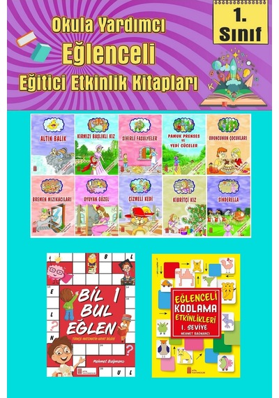 1.sınıflar İçin Okumayı Sevdiren 10 Lu Hikaye Seti -bil Bul Eğlen-kodlama 13 Okulda Evde Tatilde