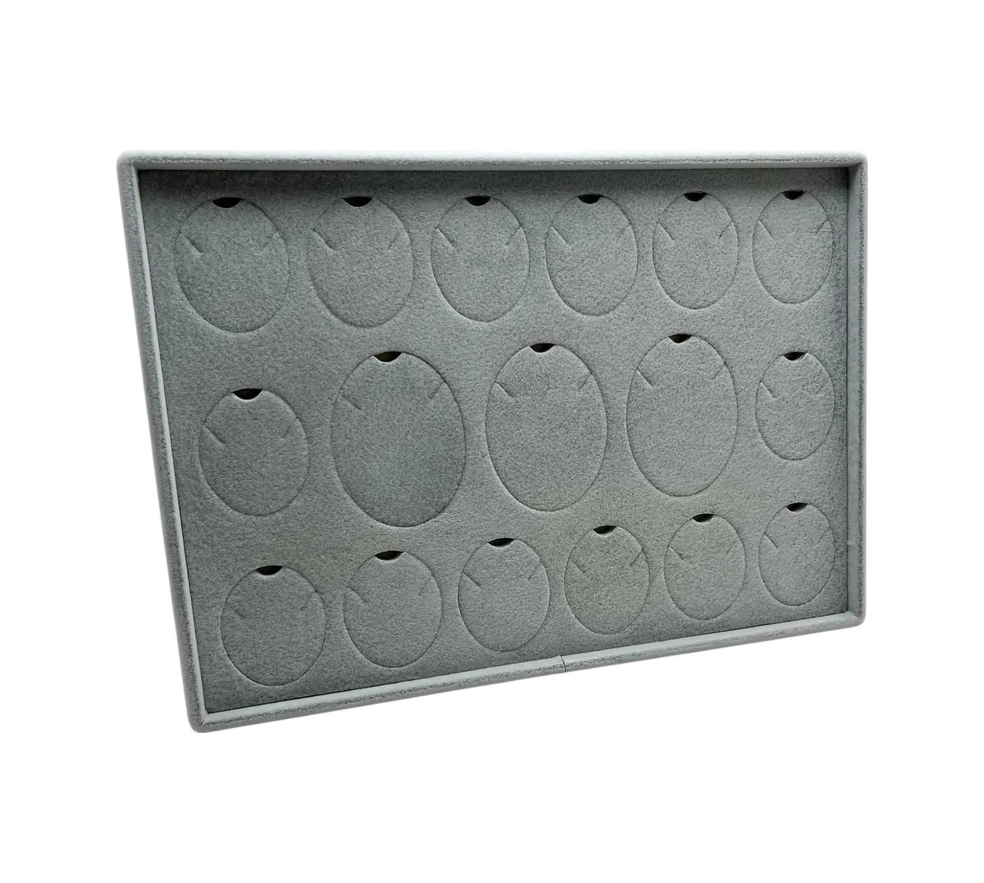 Süet Kumaş Gri 34-24 Cm Ayaklı 17 Pedli Kolye Tabla Stand