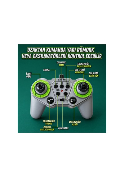 1 Kumanda 2 Araç Uzaktan Kumandalı Şarjlı Taşıyıcı Kamyon Ve Ekskavatör Oyuncak Seti