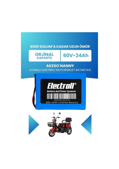 Akeso Nanny Uyumlu Batarya Standart Kapasite Lifepo4 60v 24ah Elektrikli Motorsiklet Bataryası