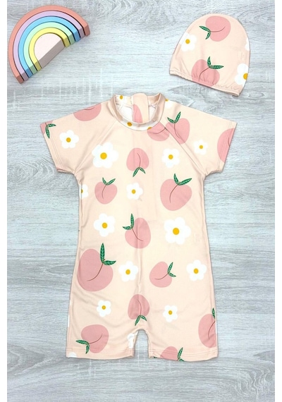 My Kids Wear Dalgıç Kumaş Gizli Fermuarlı Boneli Karakter Desenli Kız Çocuk Mayo Mor - Mavi