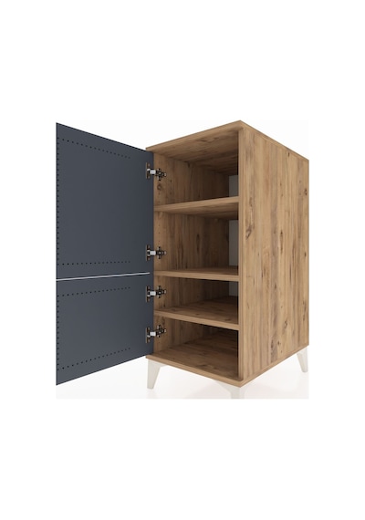 Kronos Komodin 3 Raflı 2 Kapaklı 44x59x96 Çam-antrasit Atlas Çam