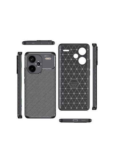 Vendas Xiaomi Redmi Note 13 Pro Plus 5g Uyumlu Kılıf Deep Dizayn Karbon Görünümlü Auto Focus Kılıf Siyah