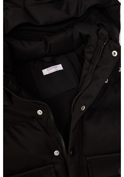 Panço Erkek Çocuk Çıkarılabilir Kapüşonlu Siyah Mont 2621bk21007