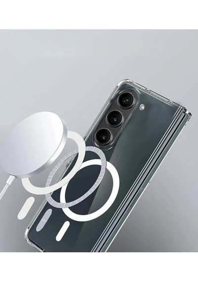 Mey İthalat Samsung Uyumlu Galaxy Z Fold 6 Kılıf Magneticsafe Şeffaf Silikon - Şeffaf