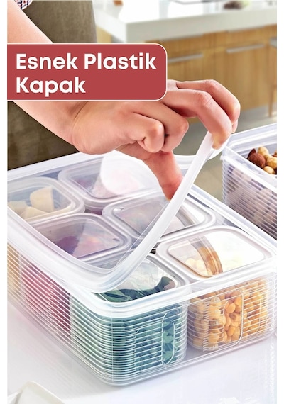 Grimorlife 7 Parça Sızdırmaz Buzdolabı Içi Düzenleyici Saklama Kabı- Kahvaltılık Çerezlik Beslenme Kabı 3,5 Lt Diğer