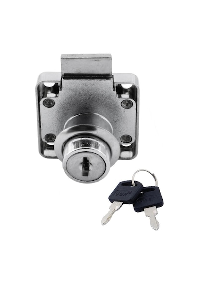 Ugr Kare Mobilya Çekmece Dolap Kilidi Nikel Krom 2 Anahtarlı Kilit 4x4 Cm 22 Mm 5 Adet