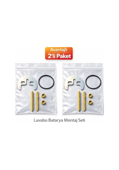 2 Li Paket Lavabo Batarya Ay Takımı Montaj Seti Musluk Sabitleme Aparatı Vida Somun Conta Seti Diğer