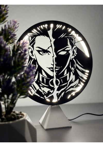 Valorant Reyna Halka Led Işıklı Masa Gece Lambası Gamer Oyun Odası Dekor Hediye Adaptör Dahil Beyaz