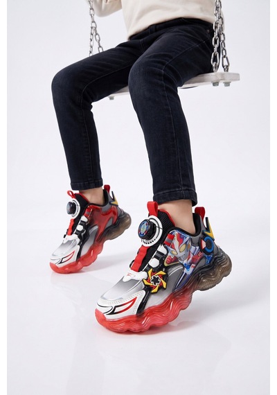 Marcokids Akıllı Bağcıklı Hafif Rahat Tabanlı Kırmızı Unisex Çocuk Spor Ayakkabı Sneaker Kalen P