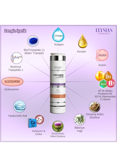 Elysian Essence Kolajen Collagen & Biotin & Hyaluronic Acid Şampuanı Copper Peptidli Nemlendirici, Dolgunlaştırıcı, Besleyici Bakım 300 Ml Tüm Saç Tipleri Elysian Essence Kolajen Collagen & Biotin & Hyaluronic Acid Şampuanı Copper Peptidli Nemlendirici, Dolgunlaştırıcı, Besleyici Bakım 300 Ml Tüm Saç Tipleri