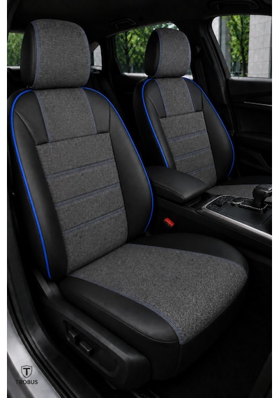 Kia Soul 2016-2019 Uyumlu Lineaketen Serisi Füme Mavi Oto Koltuk Kılıfı