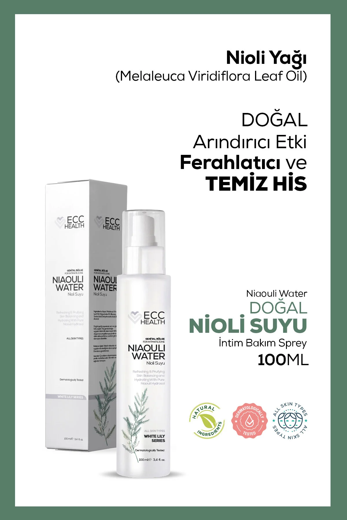 Genital Bölge Koku Giderici, İntim Bakım Spreyi %100 Saf Nioli Suyu 100 Ml