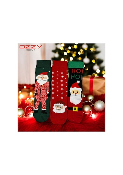 Ozzy Socks Unisex Yılbaşı Çorap 3 Çift Çok Renkli