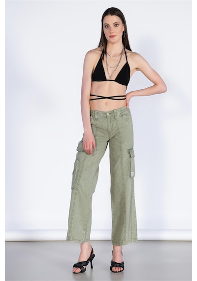 Bpf Normal Bel Wide Leg Kargo Pantolon-haki Haki