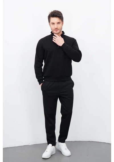 Dı Lorıa Sevgili Kombin 4 Lü Kadın&erkek Siyah-beyaz Sweatshirt Pantolon Alt-üst Takım Siyah - Siyah