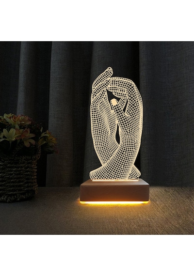 Aşk El Ele 3D Tasarım Led Gece Lambası Sevgiliye Hediye Lamba