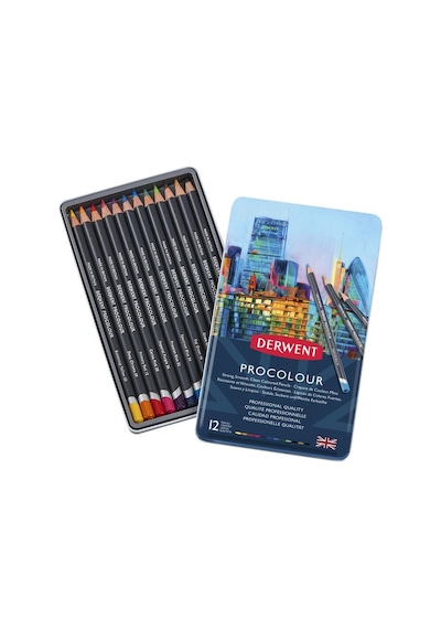 Derwent Procolour Kuru Boya Kalemi 12'li Teneke Kutu