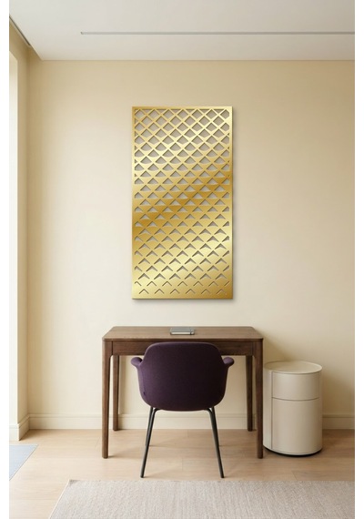 Pul Dekoratif Panel Metal Duvar Tablosu - Duvar Sanatı - Duvar Dekoru - Altın