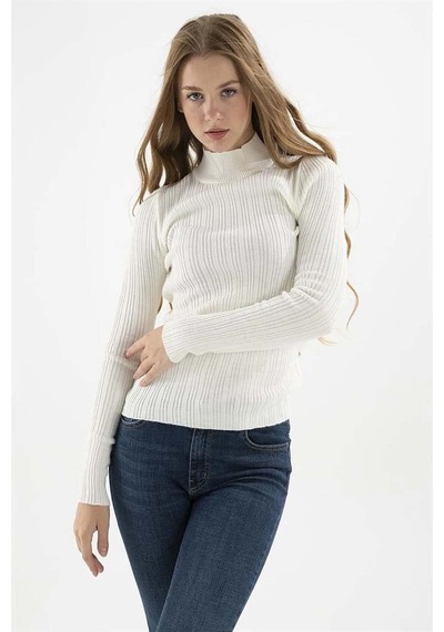 Fashion Friends Kadın Yarım Balıkçı Kazak 23k0389k1 Ekru