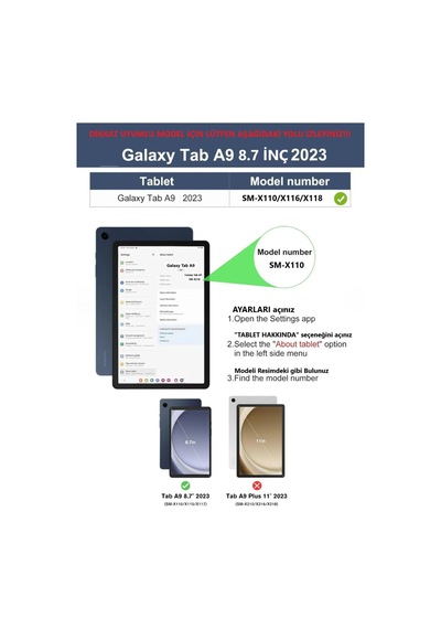 Samsung Galaxy Tab A9 X-110 8.7 İnç İçin Uyumlu El Tutamaçlı Standlı Deri Tasarım Kılıf Arka Kapak Samsung Galaxy Tab A9 X-110 8.7 İnç İçin Uyumlu El Tutamaçlı Standlı Deri Tasarım Kılıf Arka Kapak