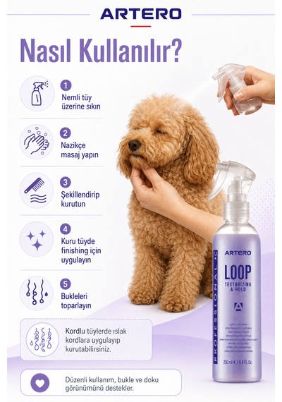Artero Loop Kıvırcık Tüylü Köpekler İçin Şekillendirici Ve Doku Verici Sprey 250 Ml