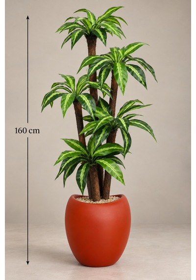 Yapay Ağaç 3 Gövdeli Cordyline 160 Cm Yeşil-sarı Turuncu Lale Saksıda