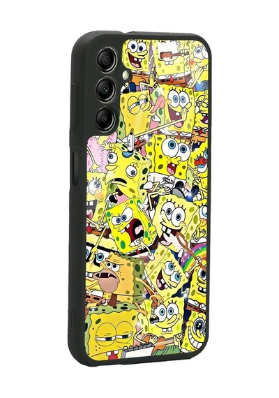 Samsung Uyumlu A04s Sünger Bob Tasarımlı Glossy Telefon Kılıfı Siyah