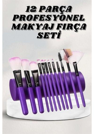 Makyaj Fırçası 12 Parça Set Yumuşak Uçlu Göz Makyajına Uygun Hafif Ve Taşınabilir Çanta 90014866