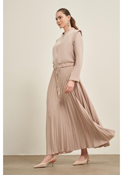 FTZ Women Ftz Plise Etekli Takım Beige 31024 Beige Bej