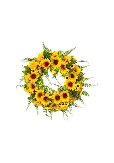 Nettenevime Yapay Çiçek Kapı Süsü Ay Çiçeği Ve Kuşkonmaz Sunflower Yılbaşı Kapı Çelengi Diğer