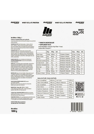 Mustang Nutrition Whey Isolate Protein Tozu 1800 Gr 60 Servis Çilek + Shaker + Protein Kahve Hediyeli Çilek Aromalı