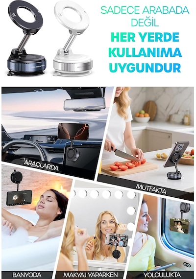 Magnetpro 360 Ayarlanabilir Araç İçi Masa Üstü Vakumlu Mıknatıslı Magsafe Telefon Tutucu Beya Diğer