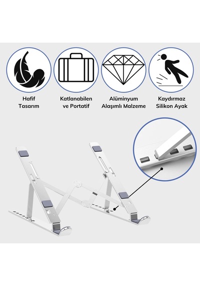 Buffer Ayarlanabilir Dizüstü Destek Tabanı Tamamen Katlanabilir Taşınabilir Laptop Yükseltici Diğer